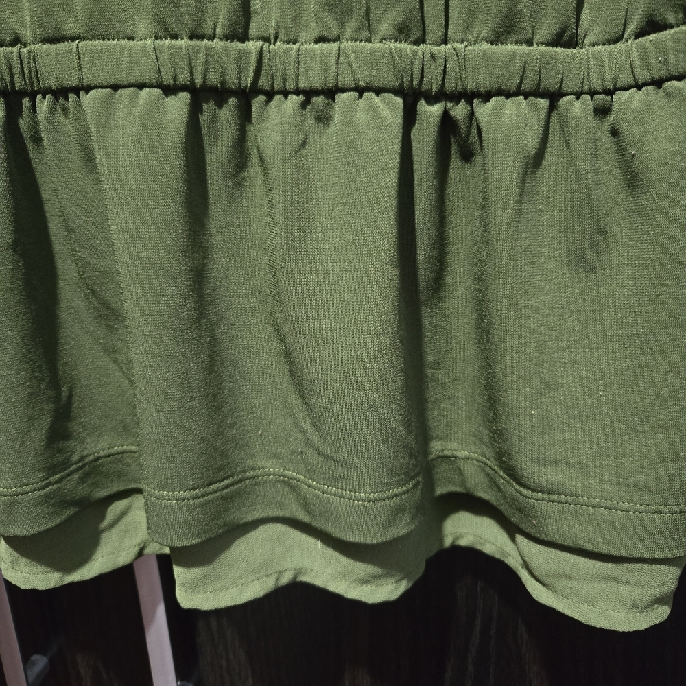 Cleo Forest Green Women's Blouse Button Detail Peplum Size Large Petite - Picture 5 of 8